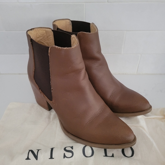 Nisolo Sustainable Heeled Commuter Chelsea Boot Pointed Almond Toe Dari Size 8 - Picture 2 of 7